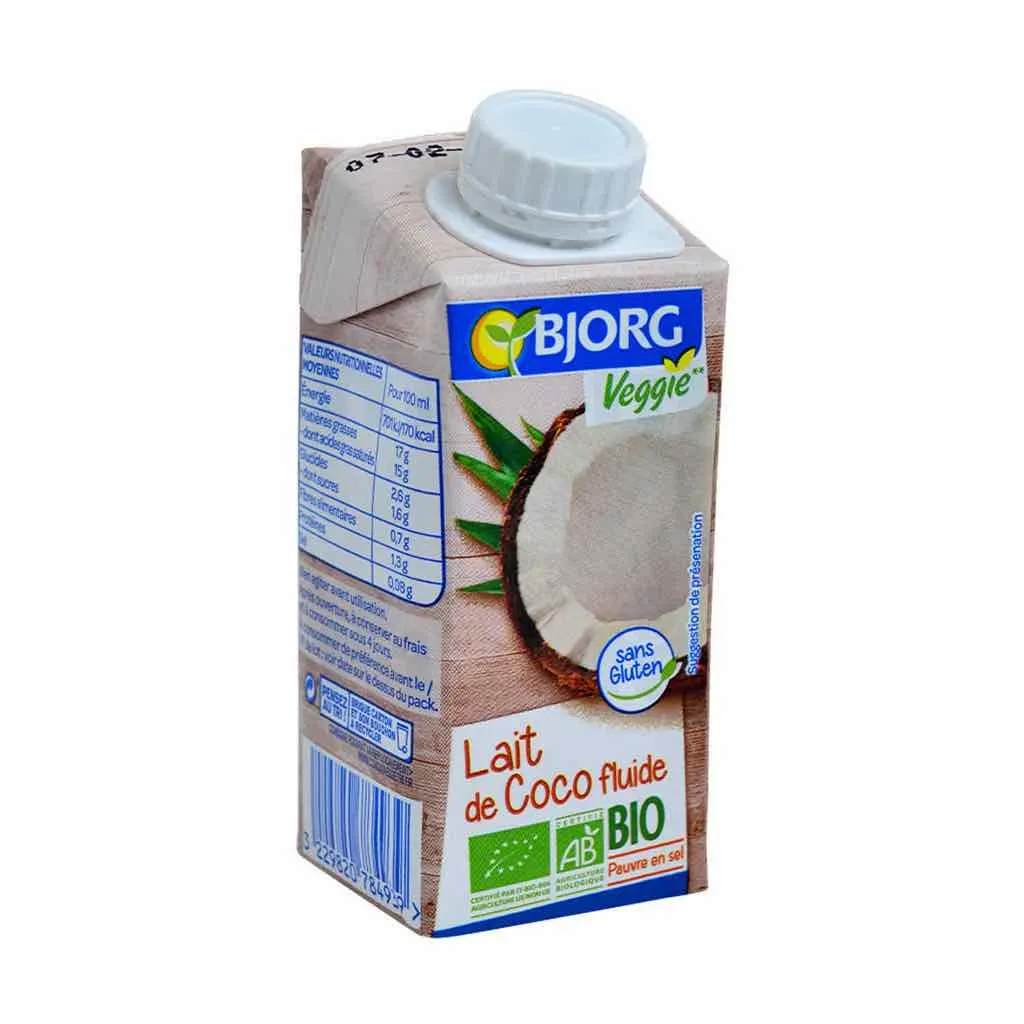 Lait de coco de cuisine fluide bio 200ml - BJORG - vue 2