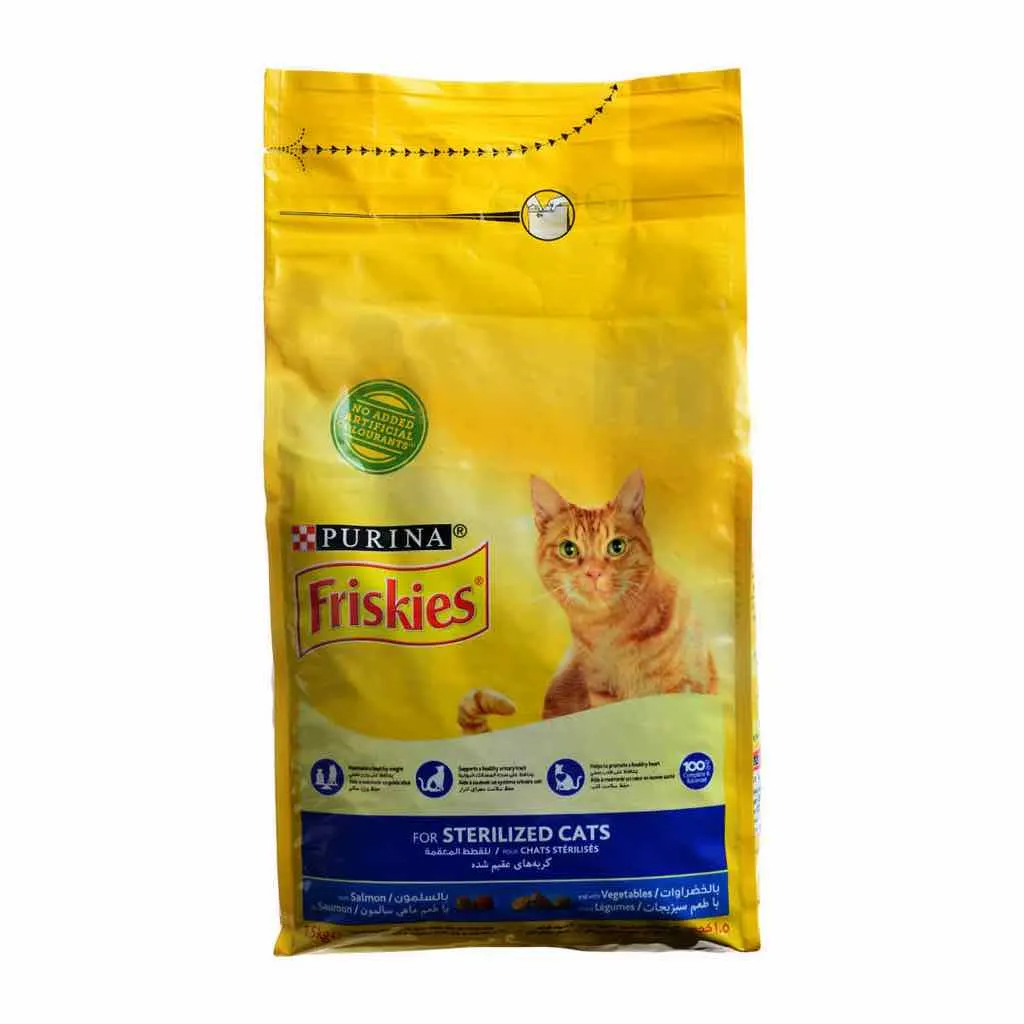 Croquettes au saumon et aux légumes pour chat adulte stérilisé 1,5Kg - FRISKIES