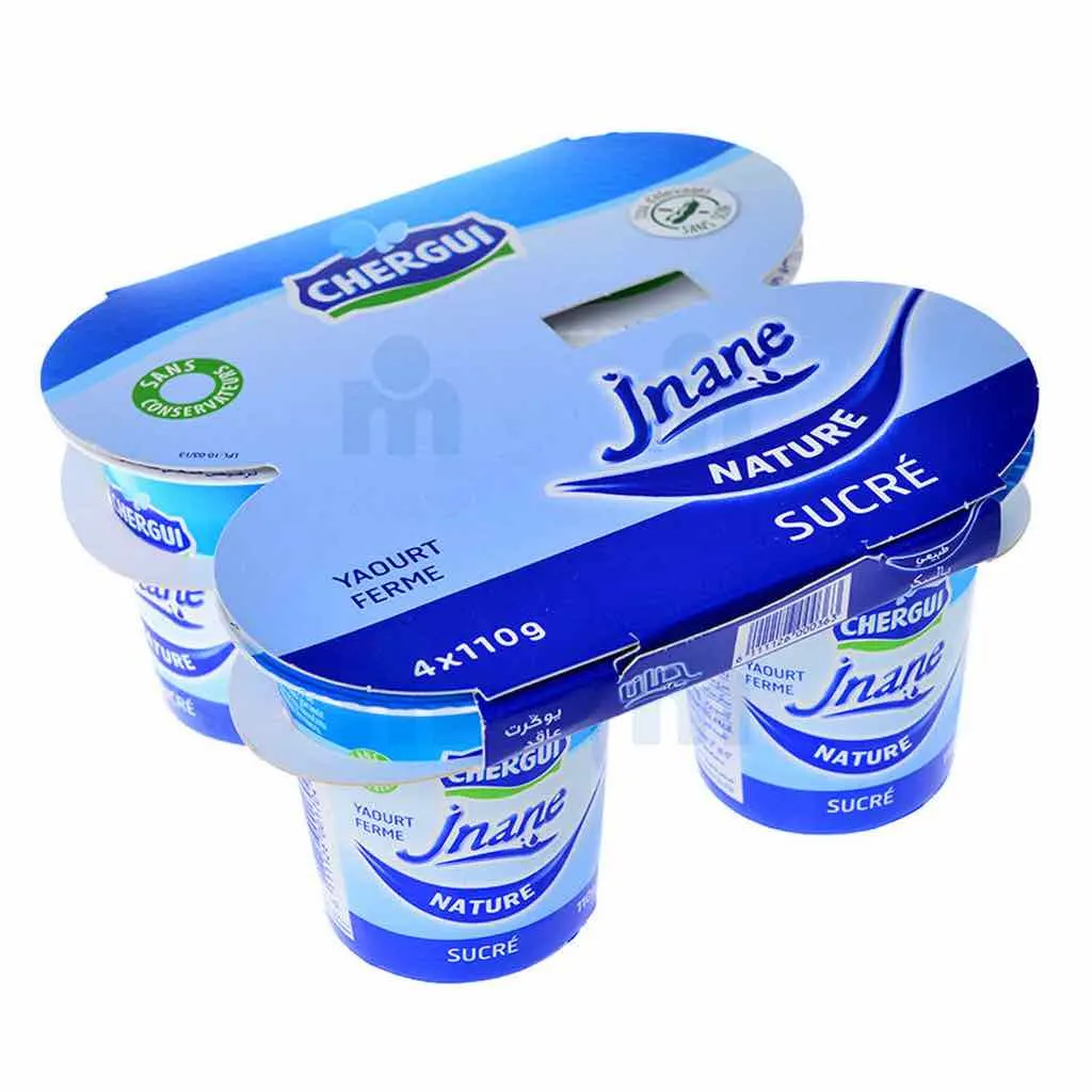 Yaourt ferme nature sucré Jnane 4x110g - CHERGUI