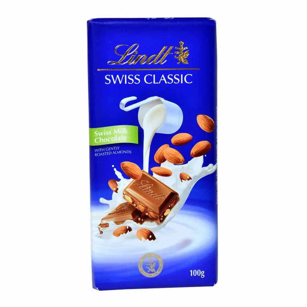 Tablette de chocolat au lait et aux amandes Swiss Classic 100g - LINDT