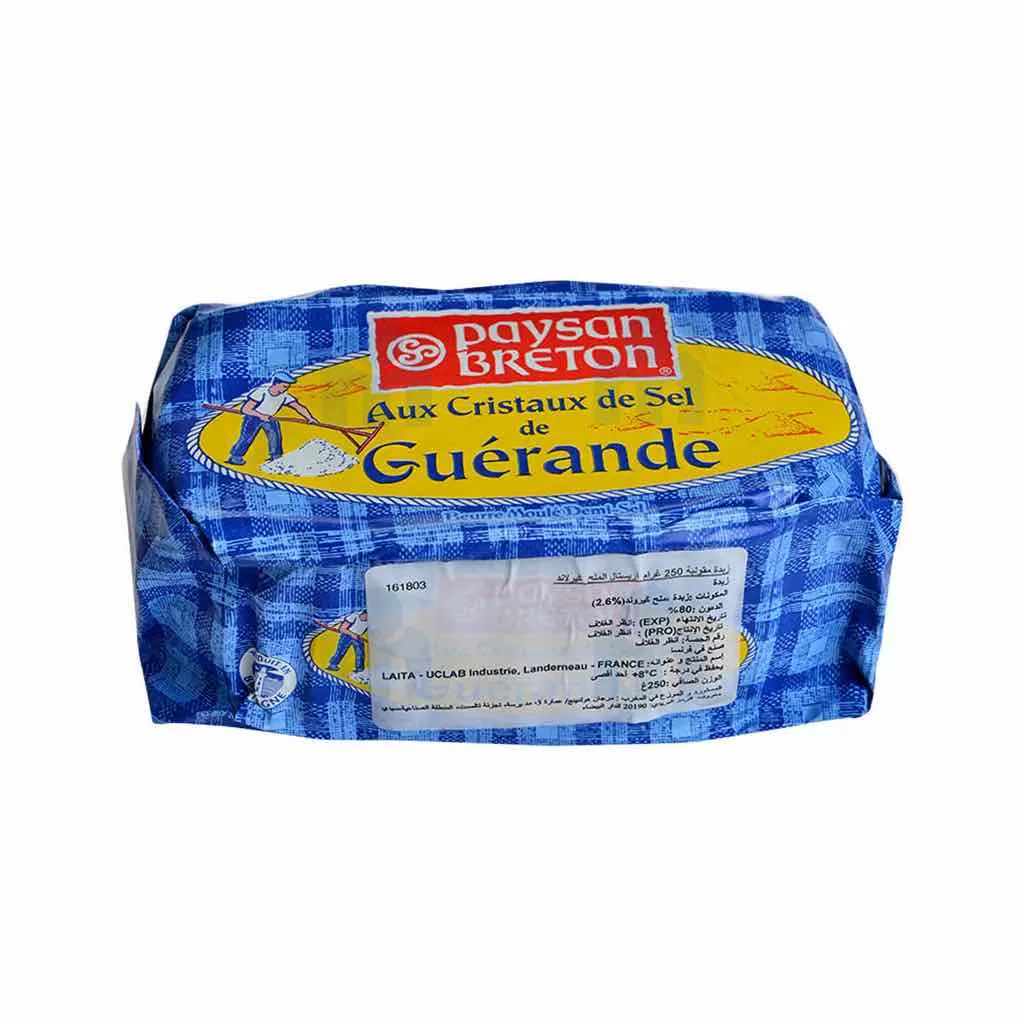 Beurre aux cristaux de sel de Guérande en plaquette 250g - PAYSAN BRETON
