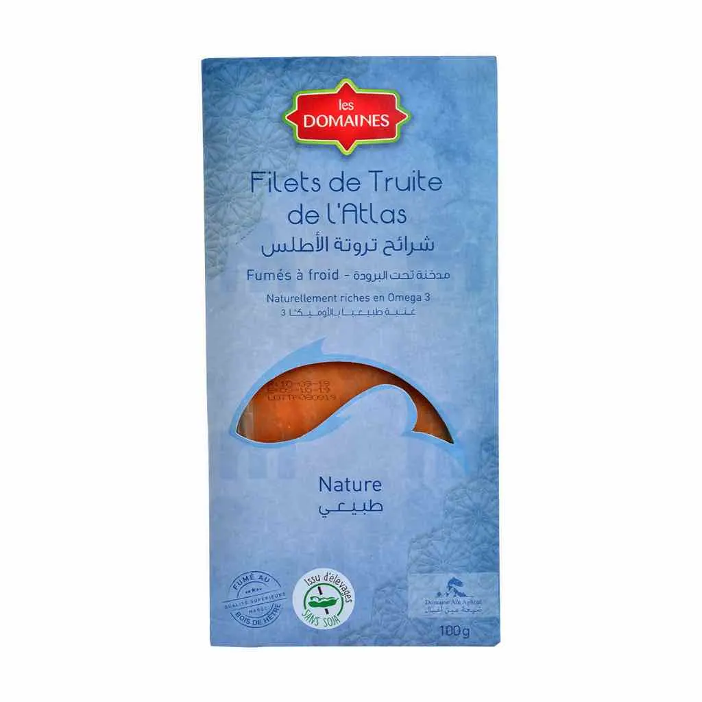 Filets de Truite de l'Atlas fumés Nature 100g - LES DOMAINES