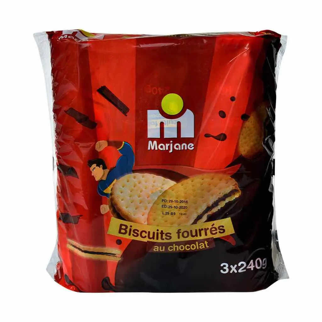 Biscuits fourrés au chocolat 3x240g - MARJANE
