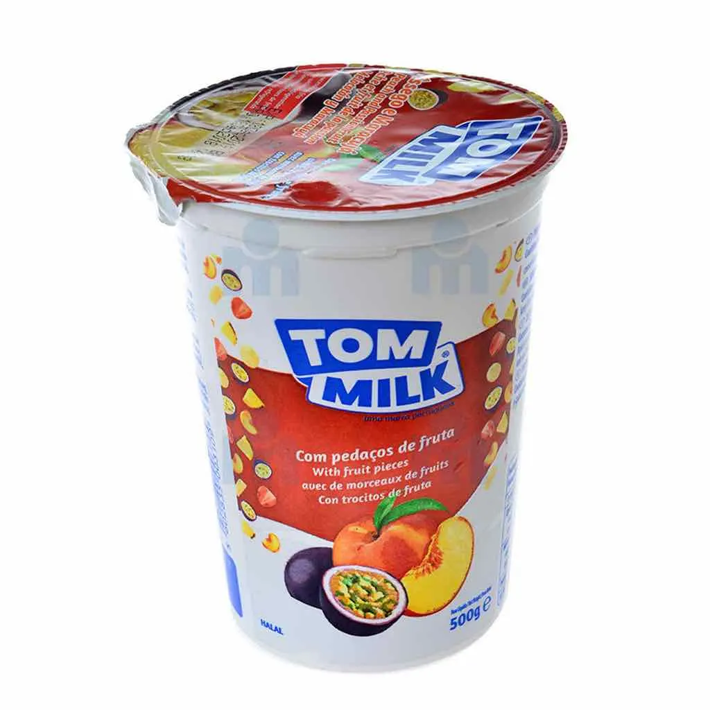 Yaourt brassé pêche et fruit de la passion 500g - TOM MILK