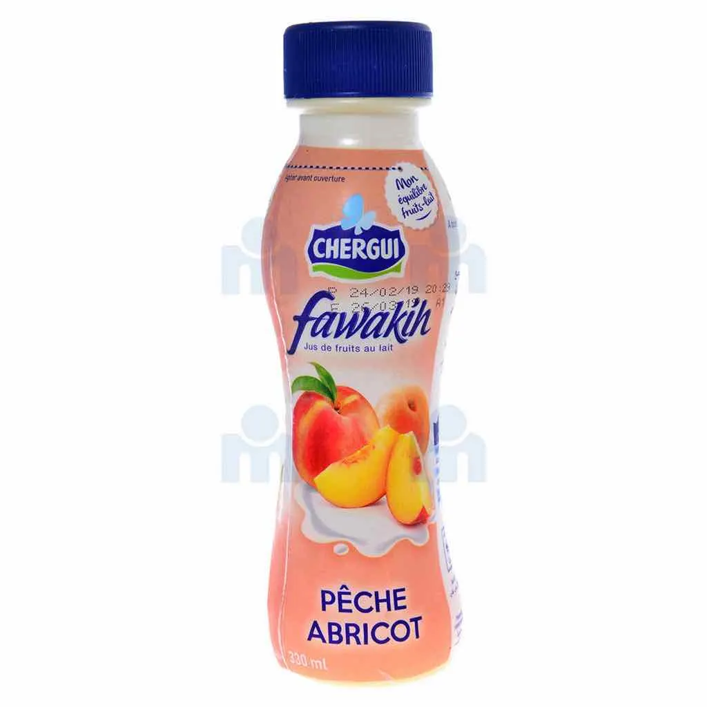 Jus de fruits au lait à la pêche et à l'abricot Fawakih 330ml - CHERGUI