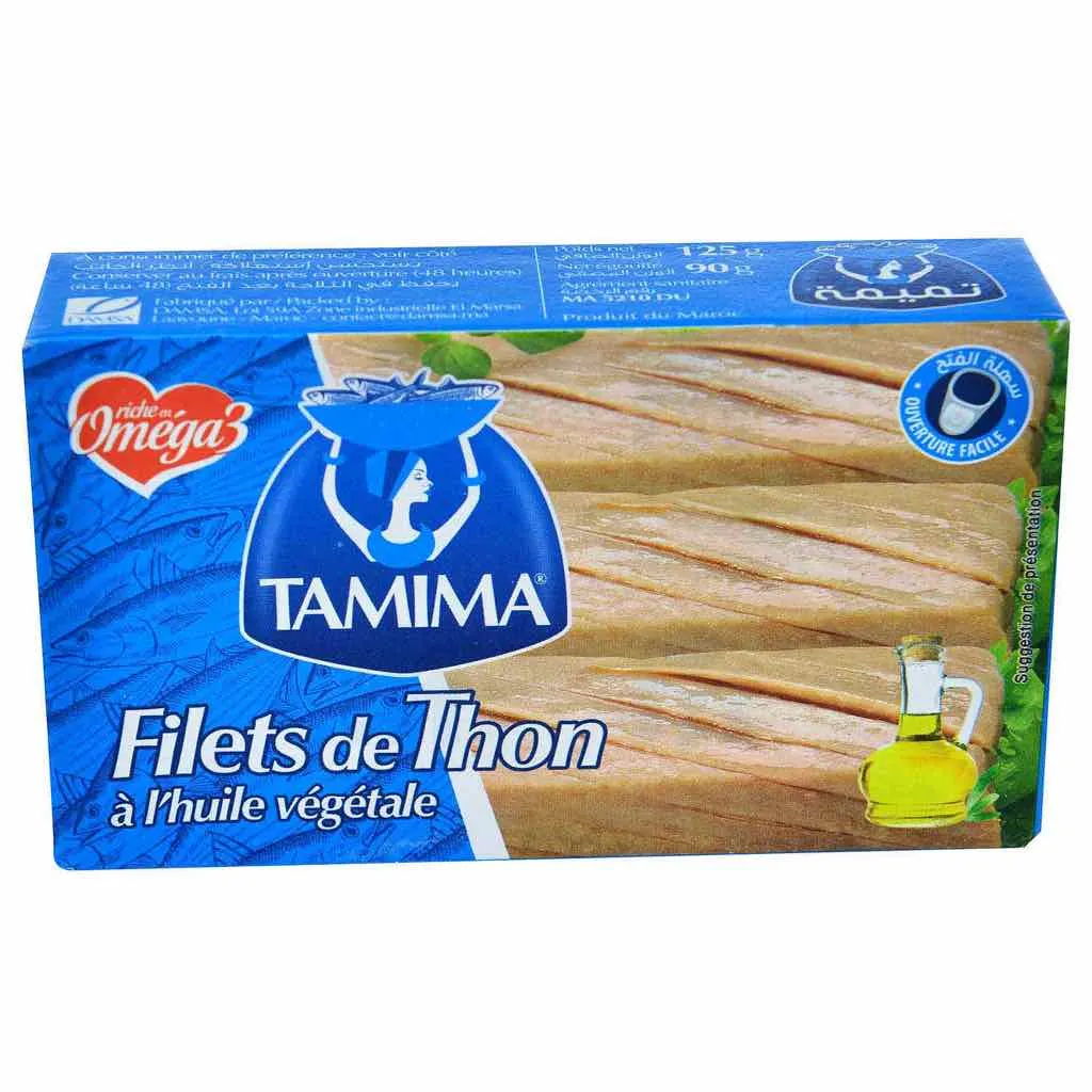 Filets de thon à l'huile végétale 125g - TAMIMA