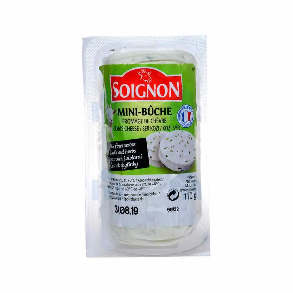 Fromage de chèvre mini-bûche ail fines herbes 110g - SOIGNON