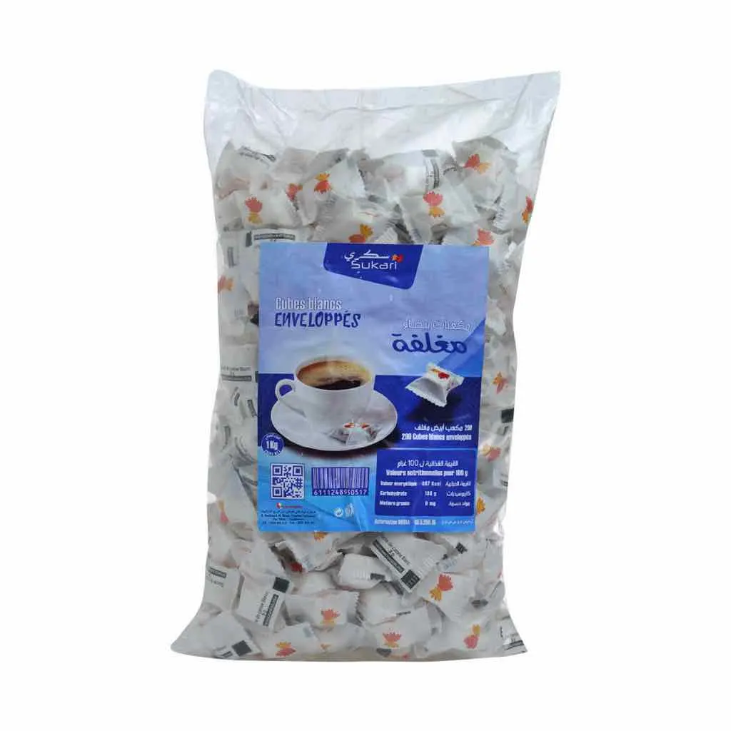 Sucre cubes blancs enveloppés 1Kg - SUKARI