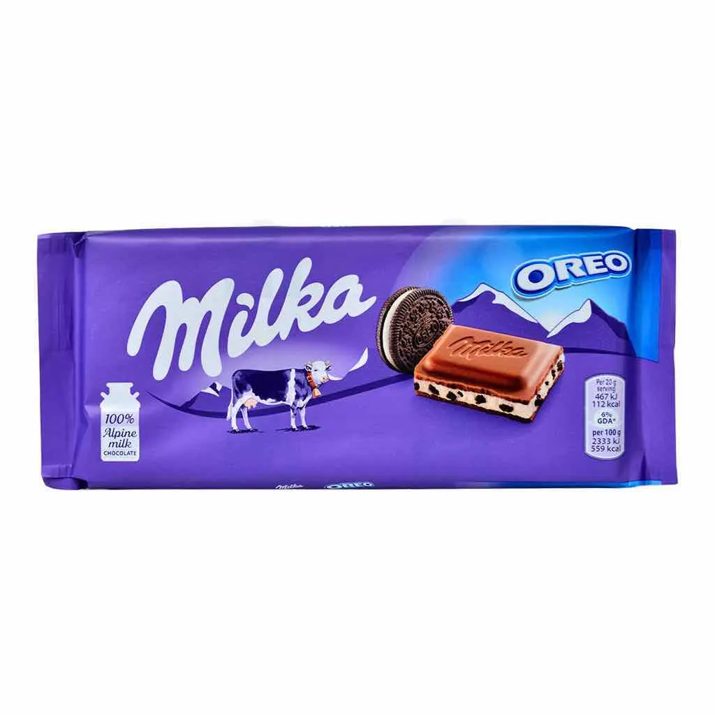 Tablette de chocolat au lait du pays Alpin Oreo 100g - MILKA
