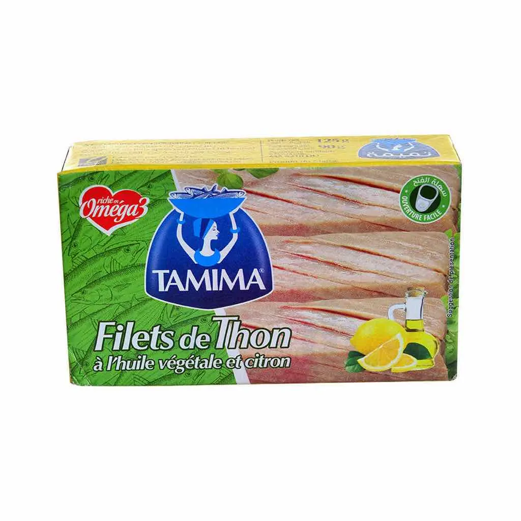 Filets de thon à l'huile végétale et citron 125g - TAMIMA