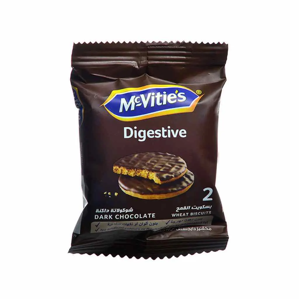Biscuits au chocolat noir Digestive x2 pièces 33,3g - MC VITIE'S
