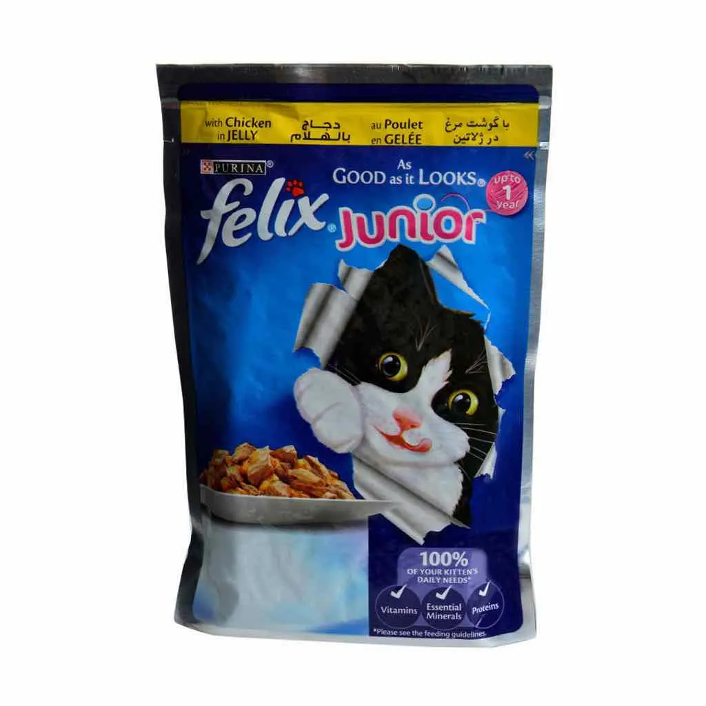 Tendres effilées au poulet en gelée pour chat junior 100g - FELIX