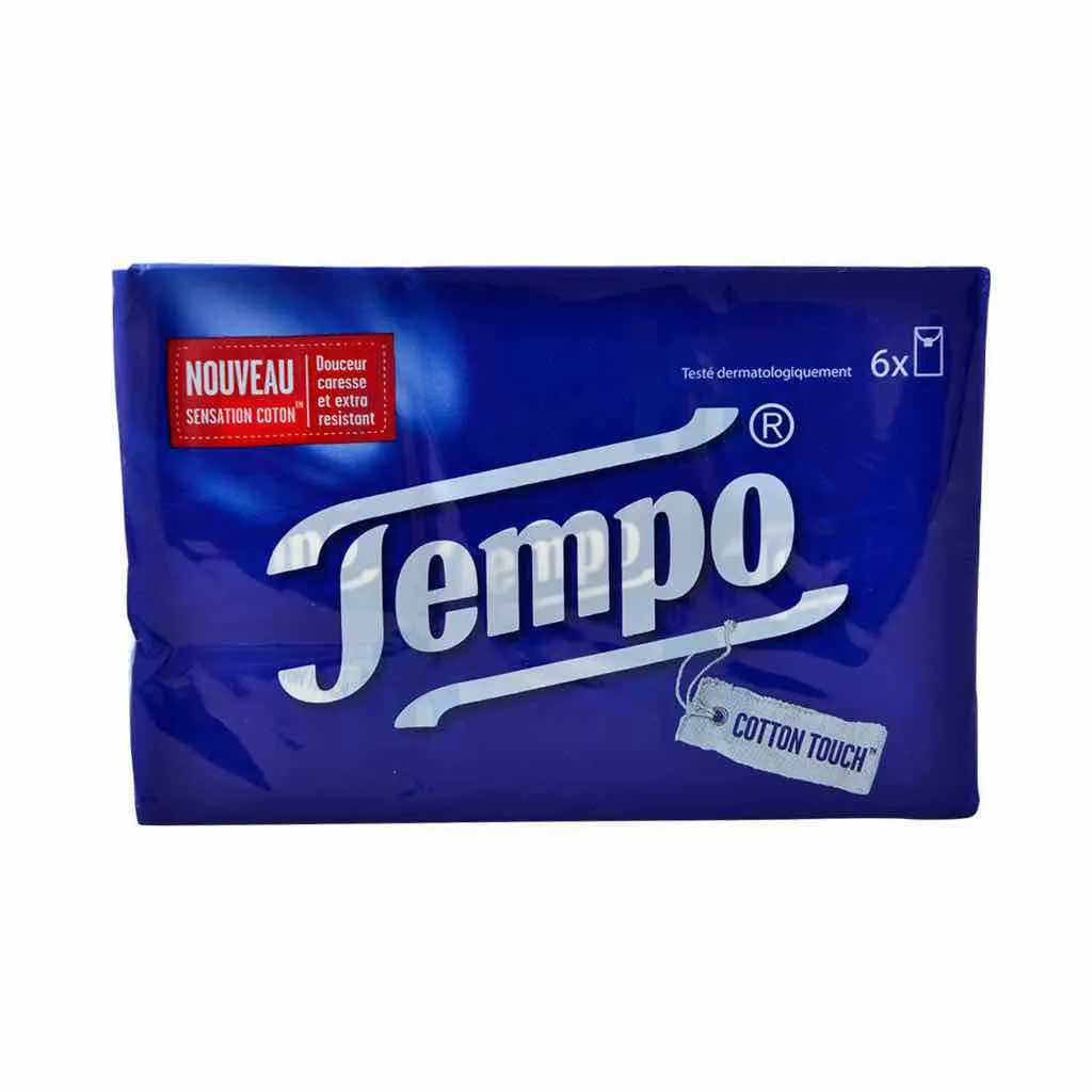Mouchoirs de poche blancs sensation coton x6 unités - TEMPO