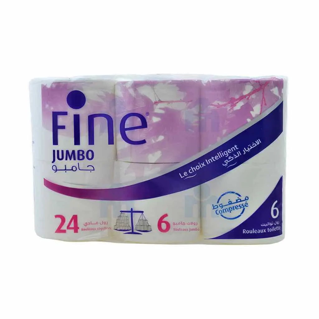 Papier toilette blanc jumbo x6pcs - FINE