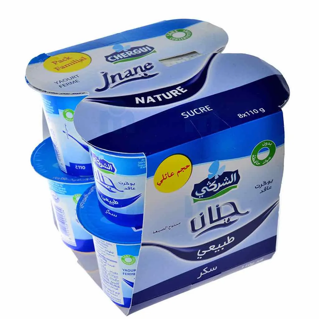 Yaourt ferme nature sucré Jnane 8x110g - CHERGUI