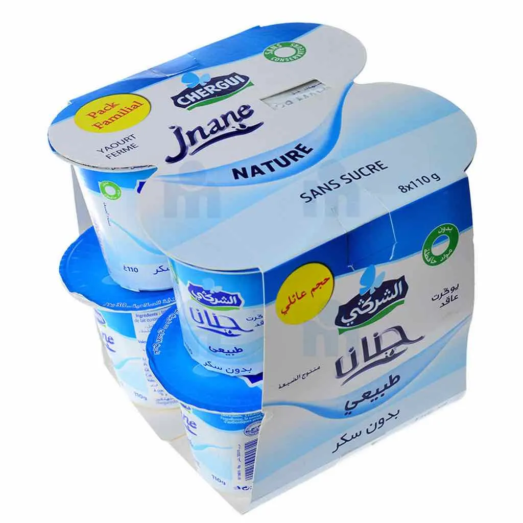 Yaourt ferme nature sans sucre Jnane 8x110g - CHERGUI