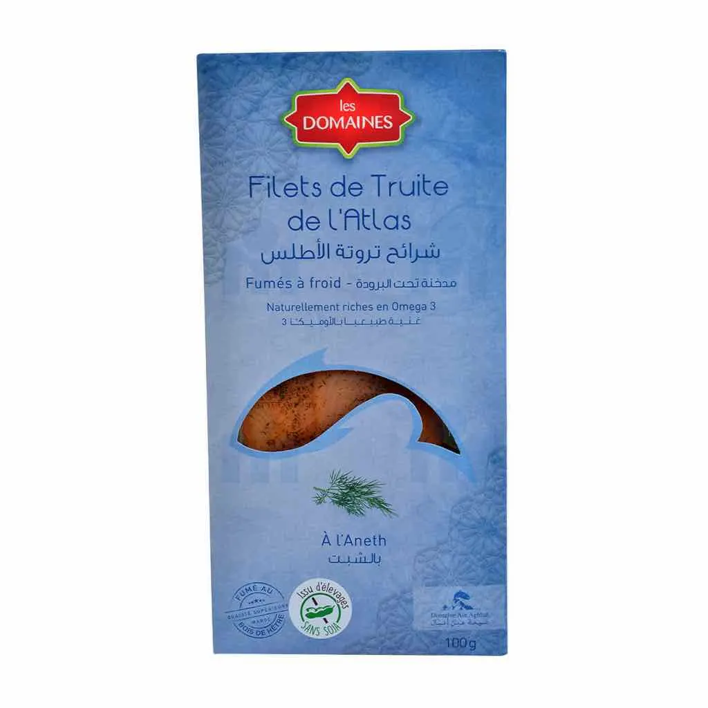 Filets de Truite de l'Atlas fumés à l'aneth 100g - LES DOMAINES