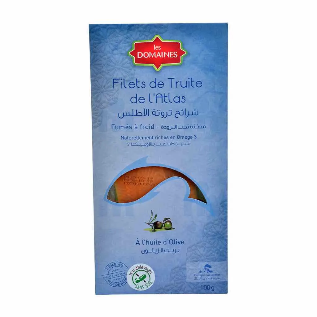 Filets de Truite de l'Atlas fumés à l'huile d'olive 100g - LES DOMAINES