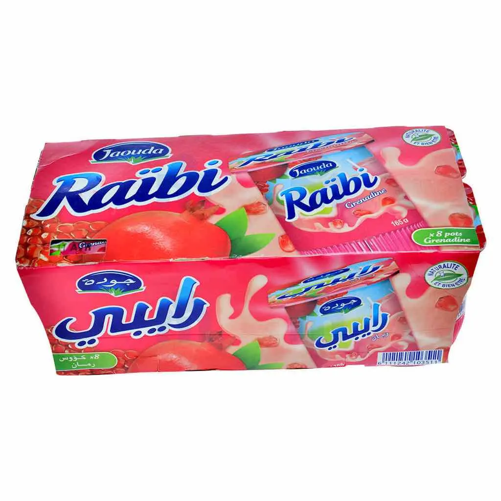 Yaourt à boire aromatisé à la grenadine Raïbi 8x165g  - JAOUDA