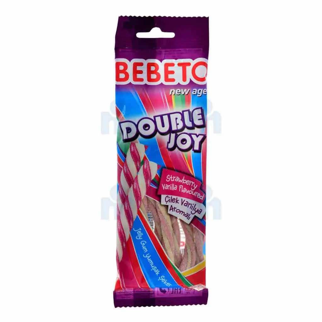 Gommes tuyaux torsadés fraise et vanille Double Joy 75g  - BEBETO