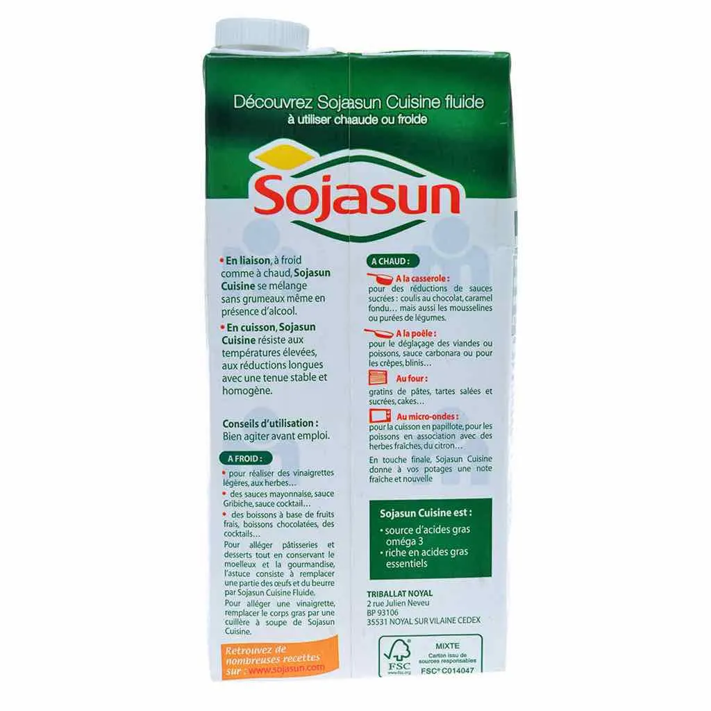 Aide culinaire végétale liquide au soja 14% MG 1L - SOJASUN - vue 4