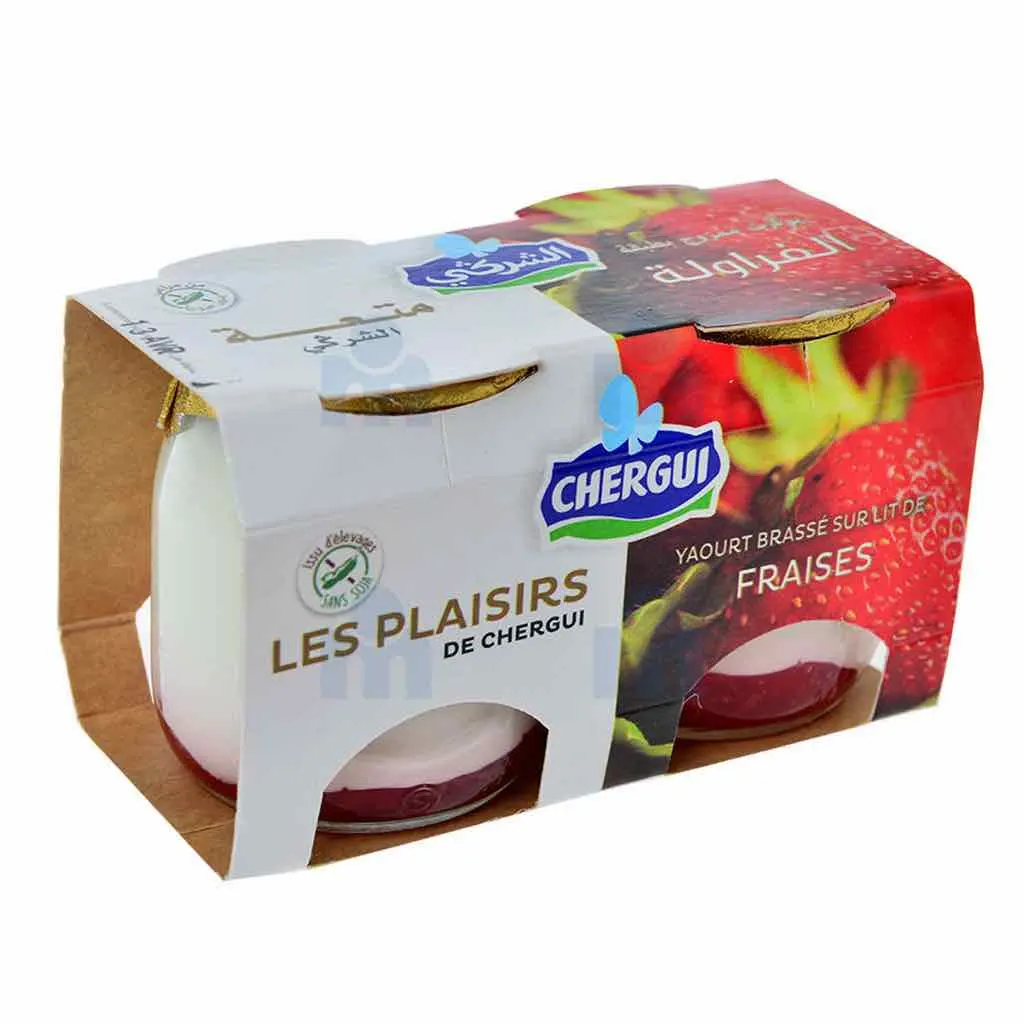 Yaourt brassé sur lit de fraises Les Plaisirs de Chergui 2x125g - CHERGUI