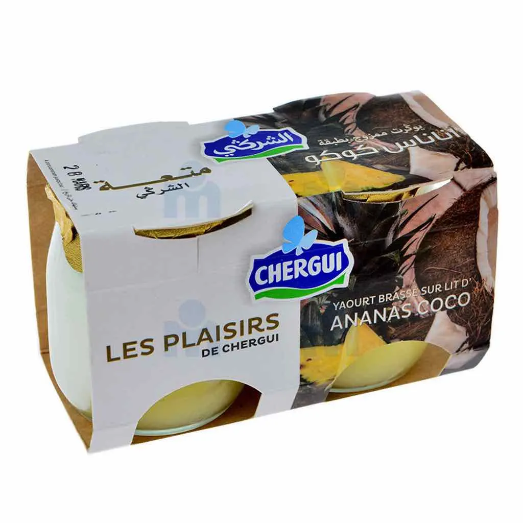 Yaourt brassé sur lit d'ananas coco Les Plaisirs de Chergui 2x125g - CHERGUI