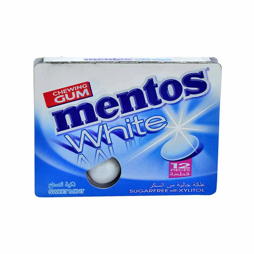 Chewing-gum Sans sucres saveur menthe douce White 17g - MENTOS