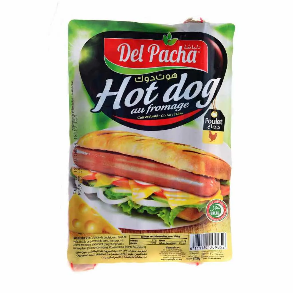 Hot dog poulet cuit et fumé au fromage Del Pacha  250g - DEL PACHA