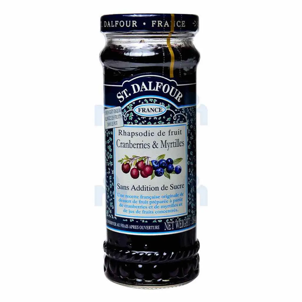 Confiture cranberries et myrtilles sans sucre ajouté 284g - ST. DALFOUR
