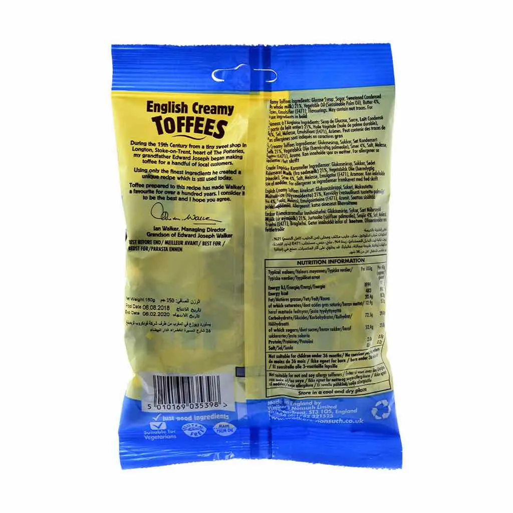 Sachet english caramels crémeux 150g - WALKER'S - vue 2