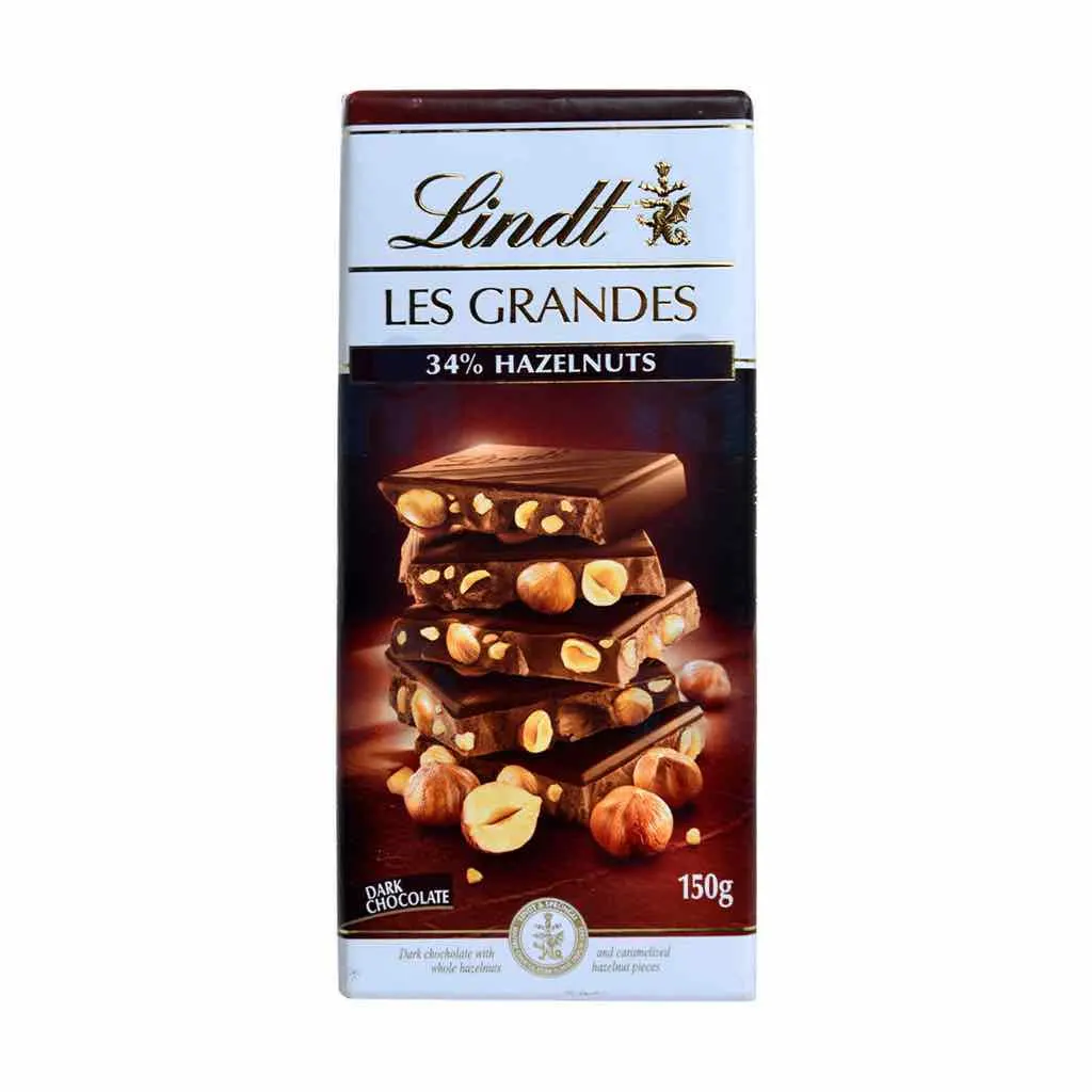 Tablette de chocolat noir 34% de noisettes Les grandes 150g - LINDT