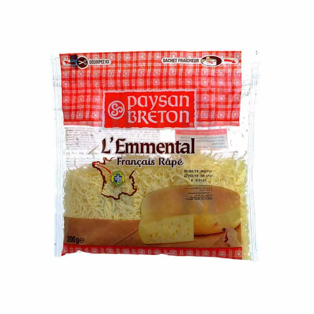 Fromage râpé Emmental français 200g - PAYSAN BRETON