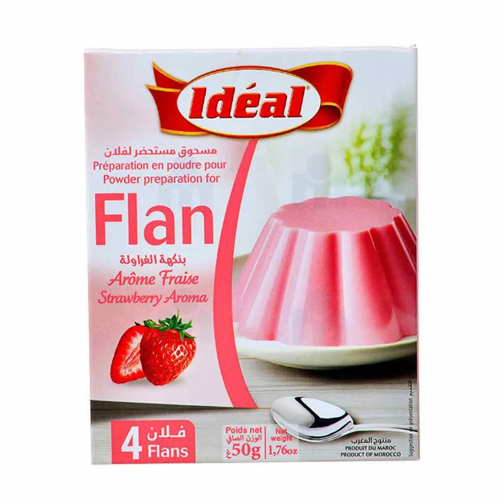 Préparation en poudre pour flan fraise 55g - IDEAL