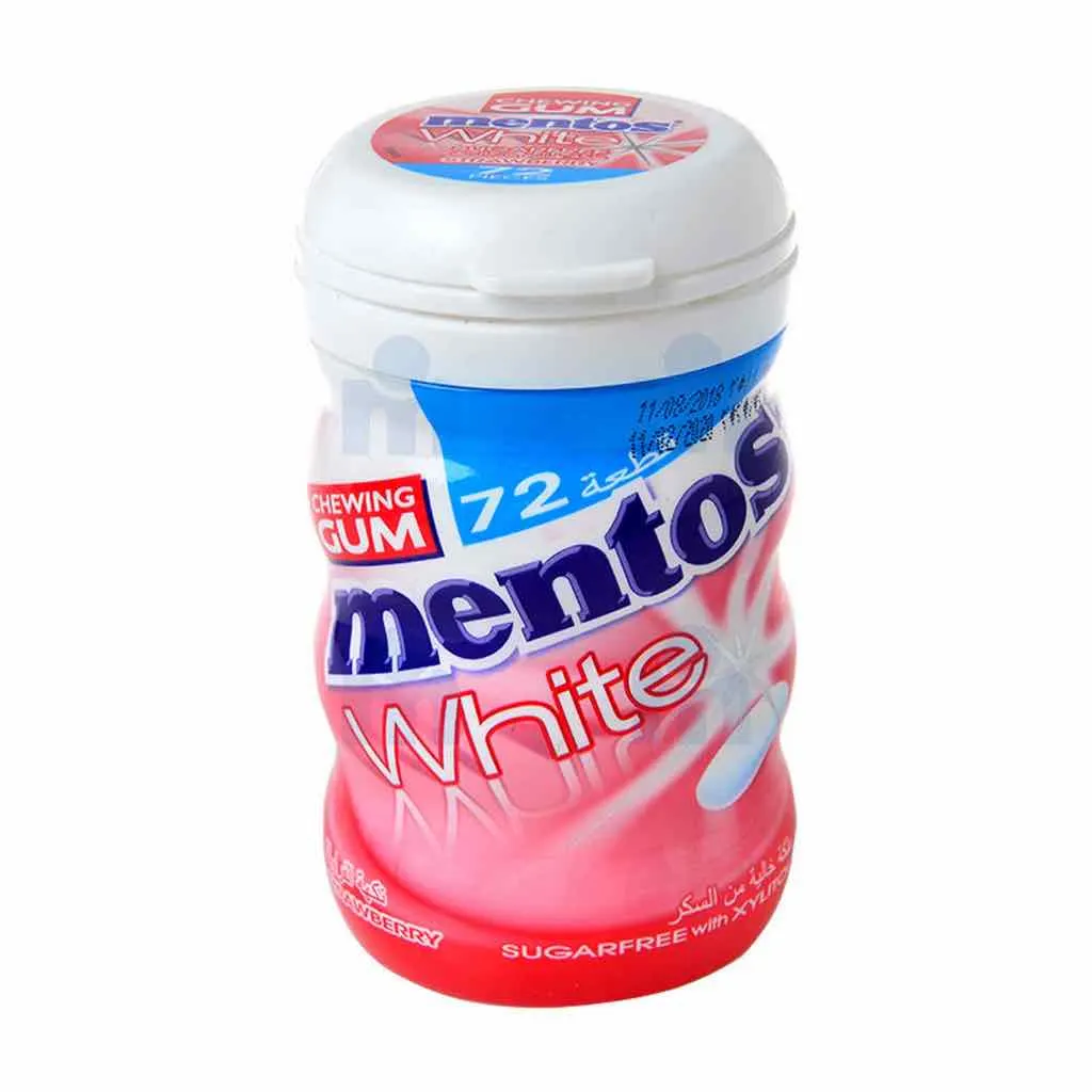 Chewing-gum sans sucres fraise White 103g - MENTOS