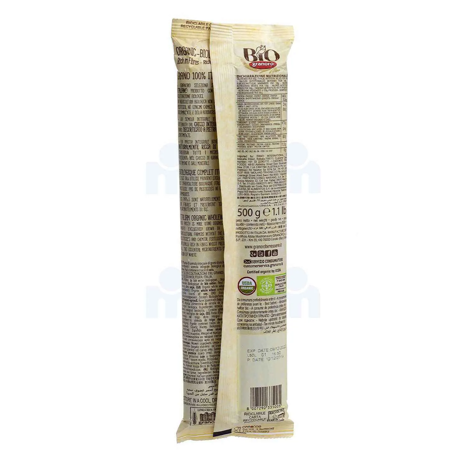 Spaghetti au blé entier bio 500g - GRANORO - vue 3