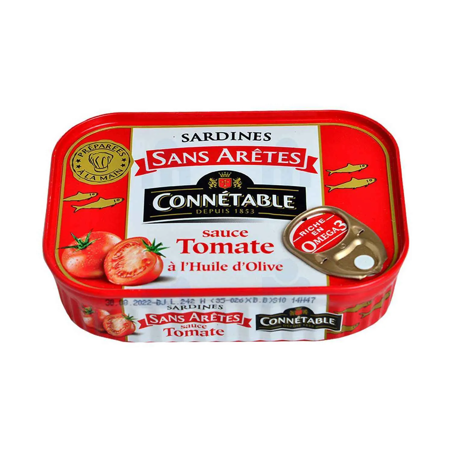 Sardines sans arêtes à la sauce tomate à l'huile d'olive 140g - CONNETABLE
