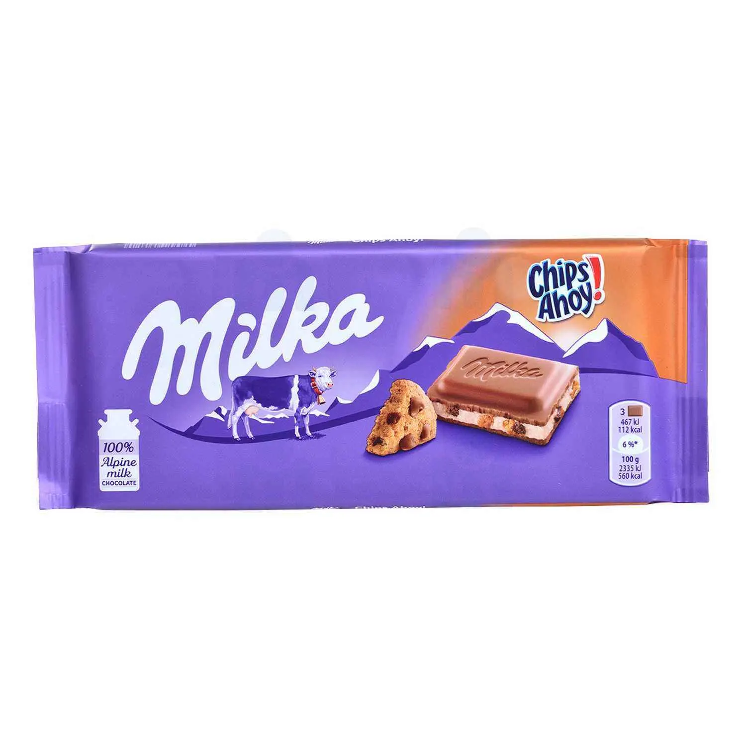 Tablette de chocolat au lait du pays Alpin Chips Ahoy! 100g - MILKA