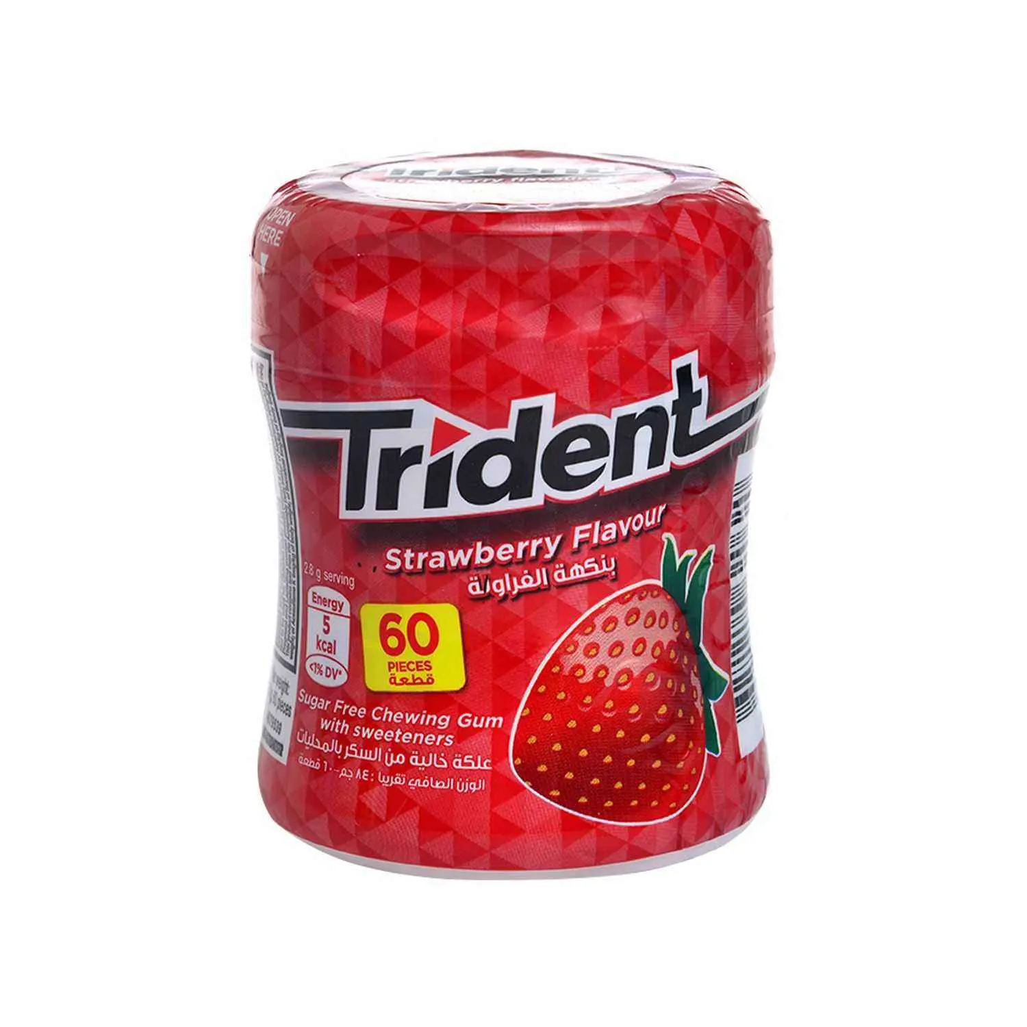 Chewing-gum sans sucres Fraise x60 - TRIDENT