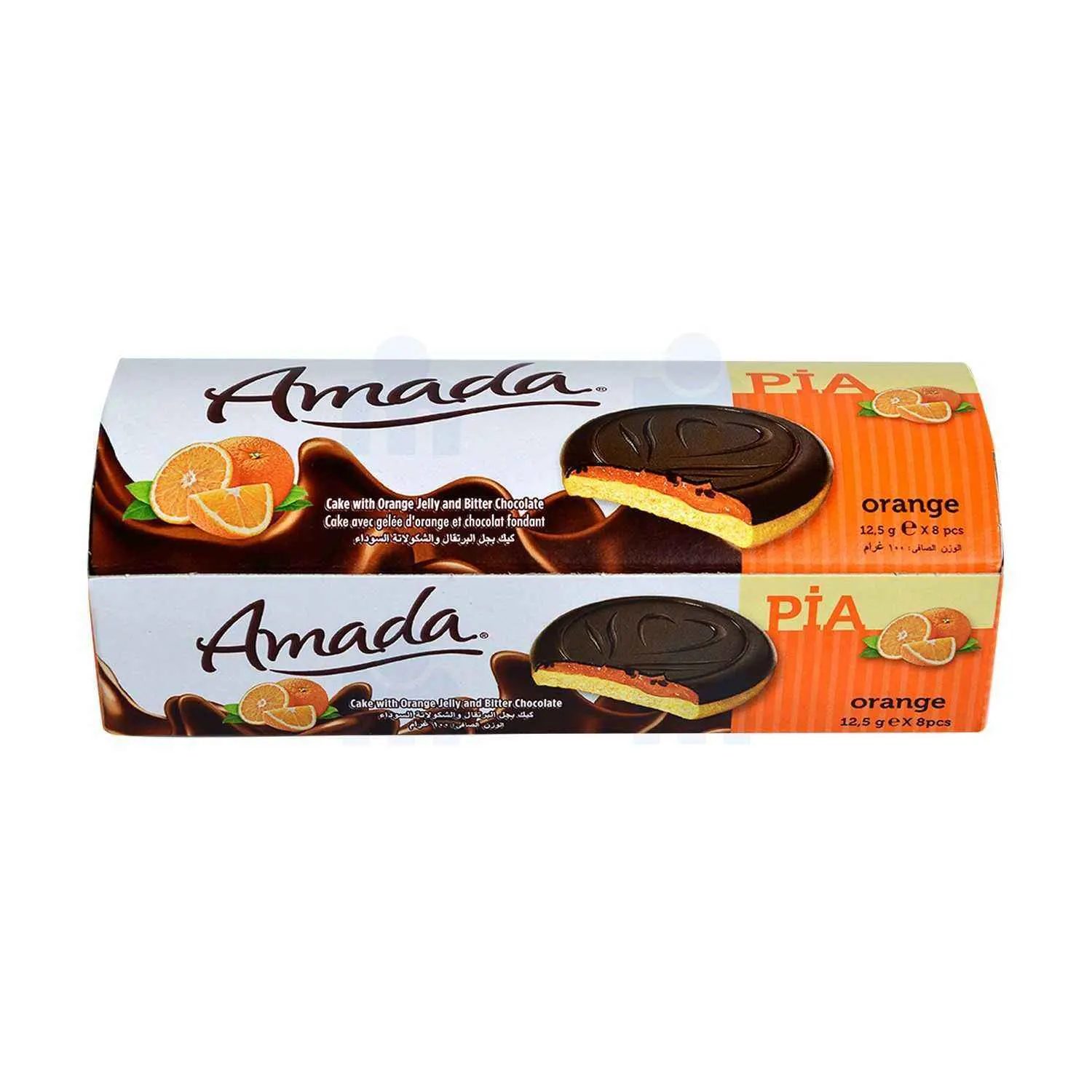 Génoises à la gelée d'orange et chocolat fondant 8x12,5g - AMADA