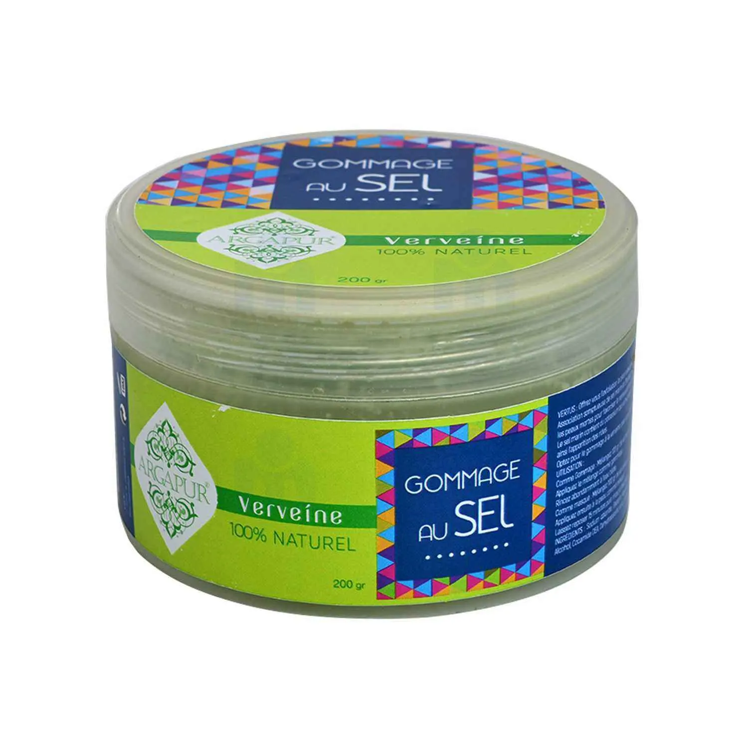 Gommage au sel marin naturel enrichi aux huiles, verveine 200g - ARGAPUR 