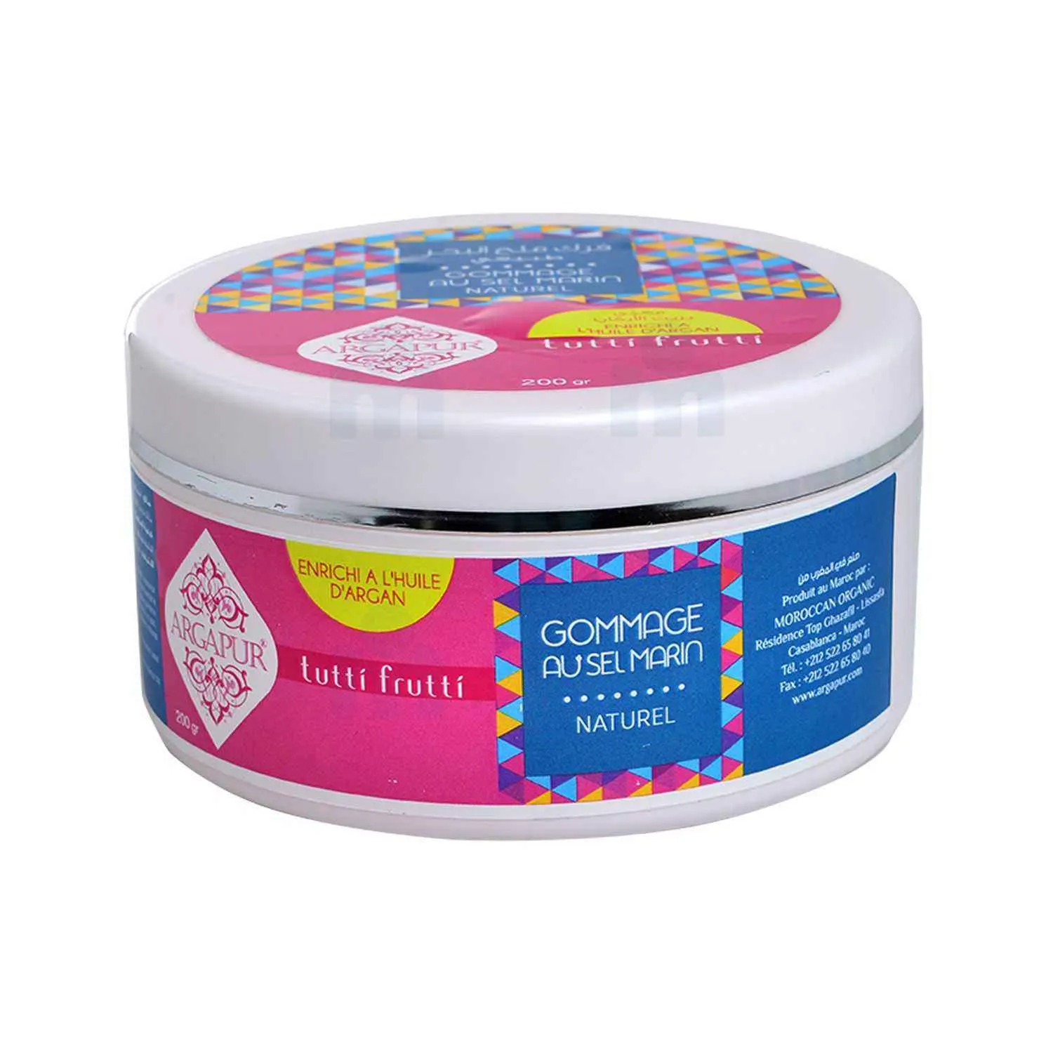 Gommage au sel marin naturel enrichi aux huiles, tutti frutti 200g - ARGAPUR 