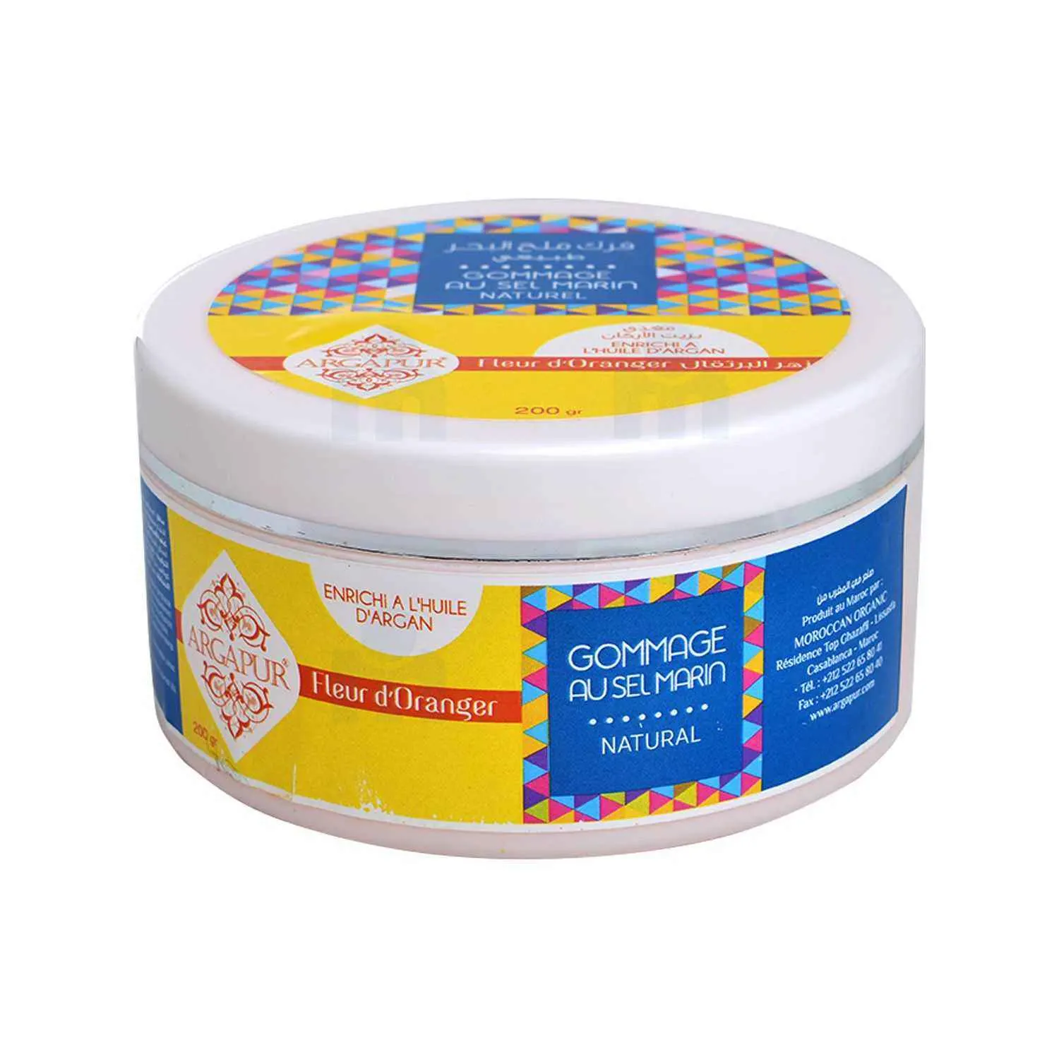 Gommage au sel marin naturel enrichi à l'argan, fleur d'oranger 200g - ARGAPUR 