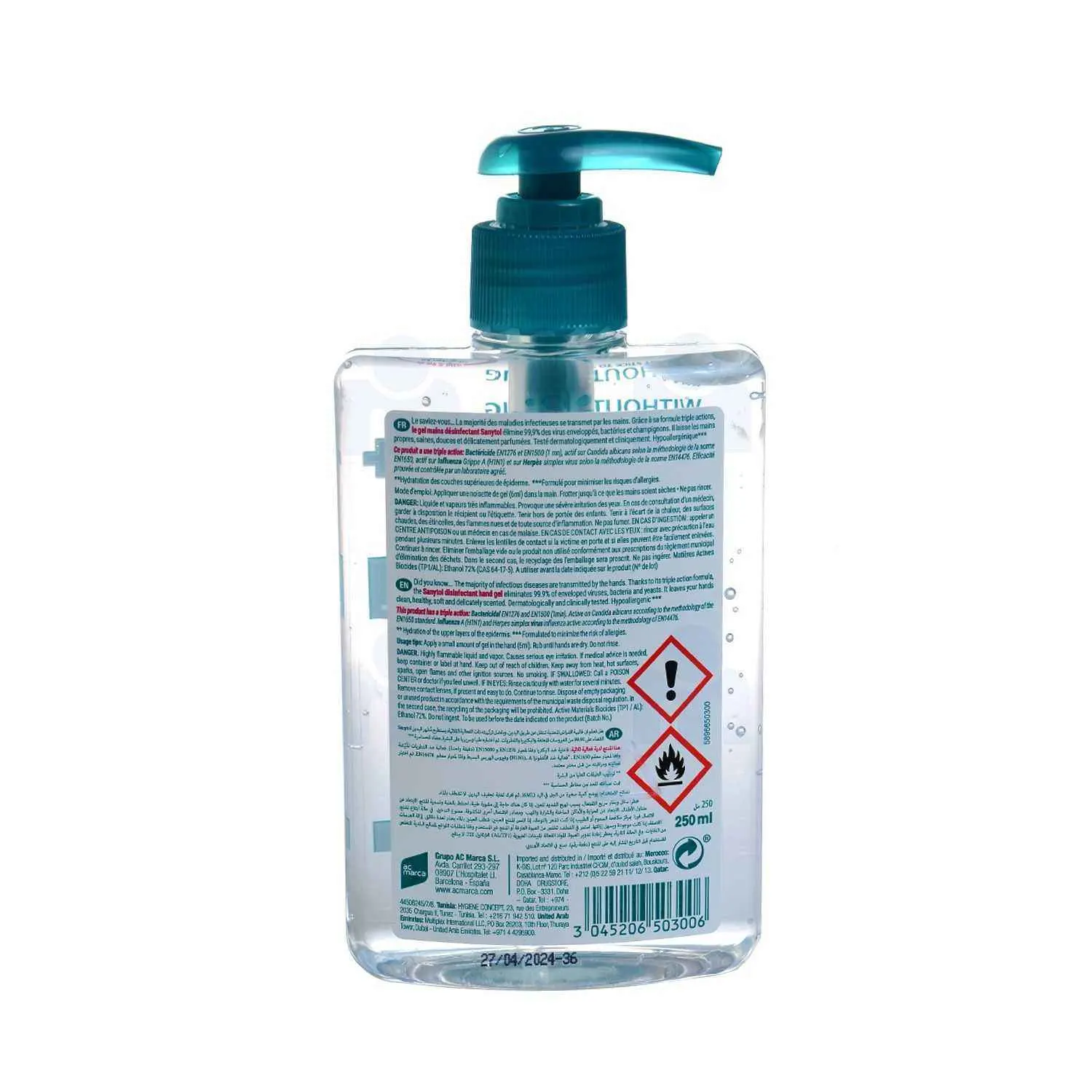 Gel main désinfectant 250ml - SANYTOL - vue 2