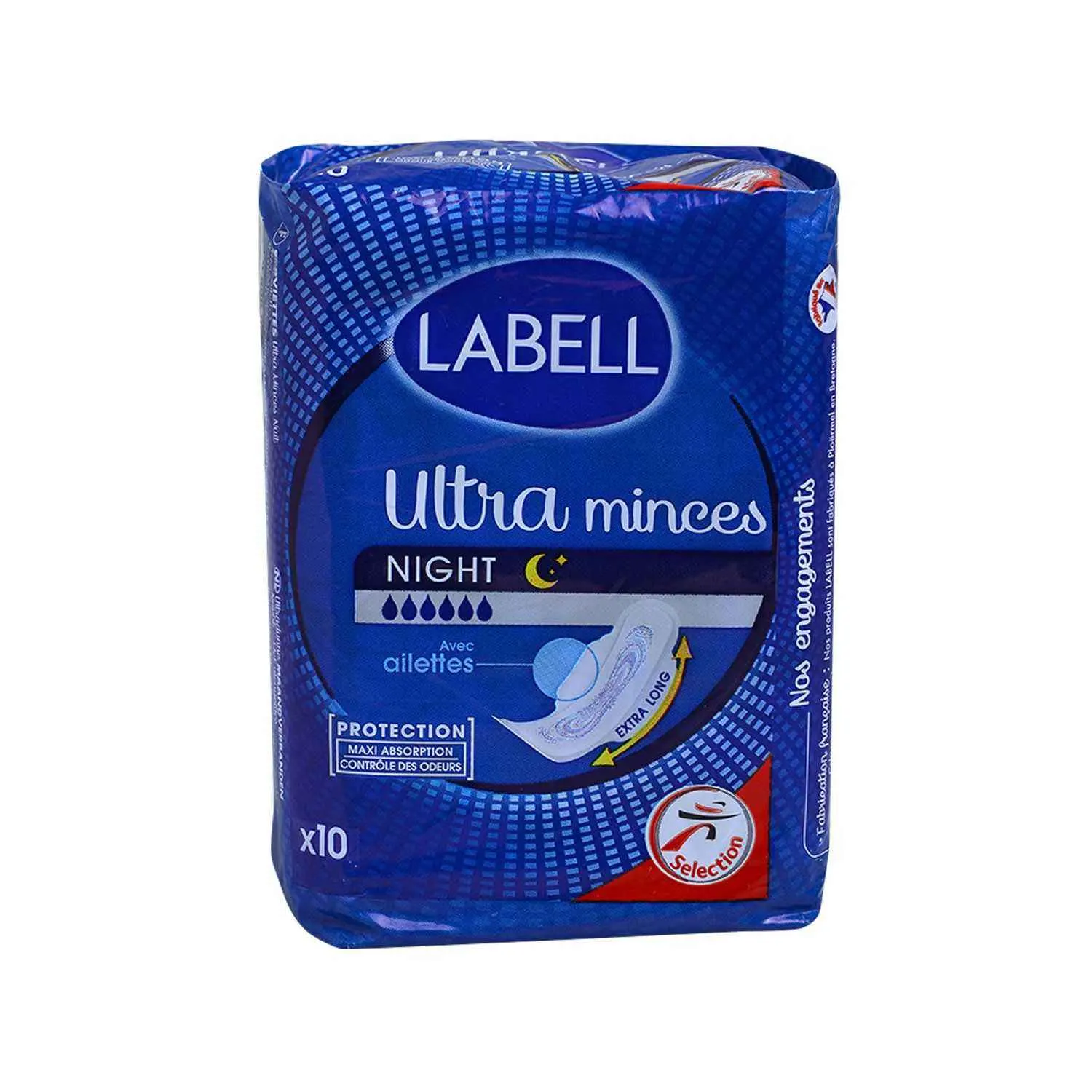 Intermarché - Serviettes ultra minces nuit avec ailettes x10 - LABELL - vue 2
