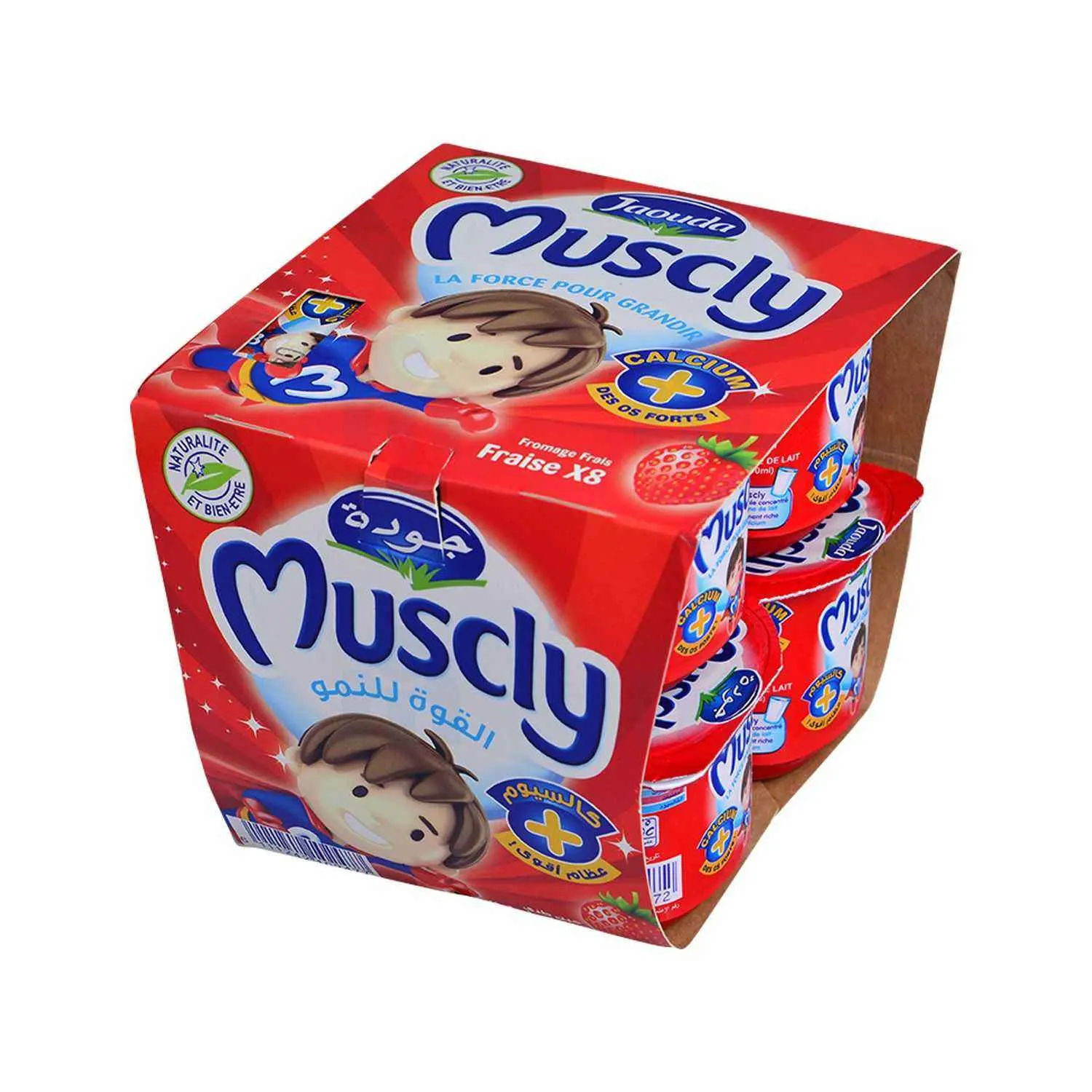 Yaourt fromage frais fraise 8x80g - MUSCLY