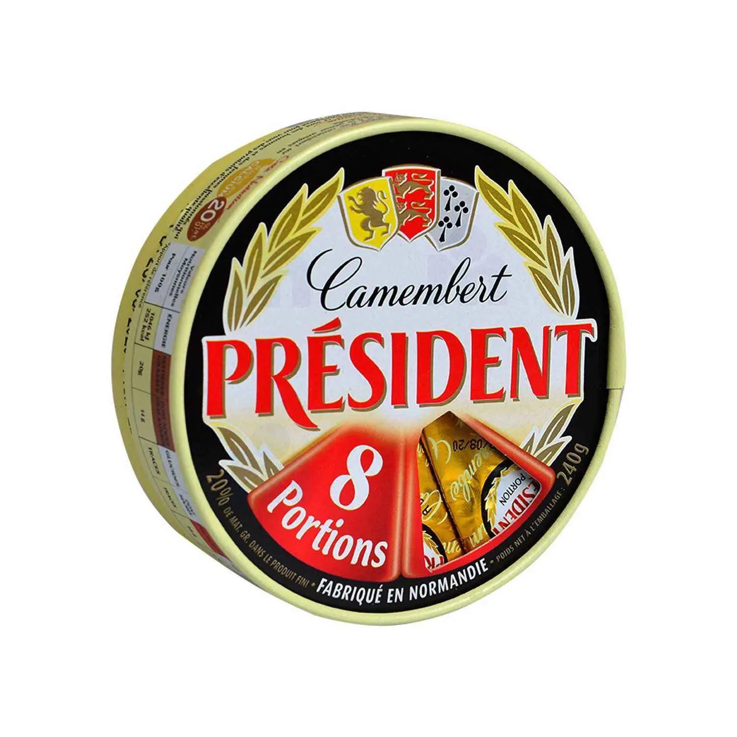 Fromage camembert au lait pasteurisé 8 portions 240g - PRÉSIDENT