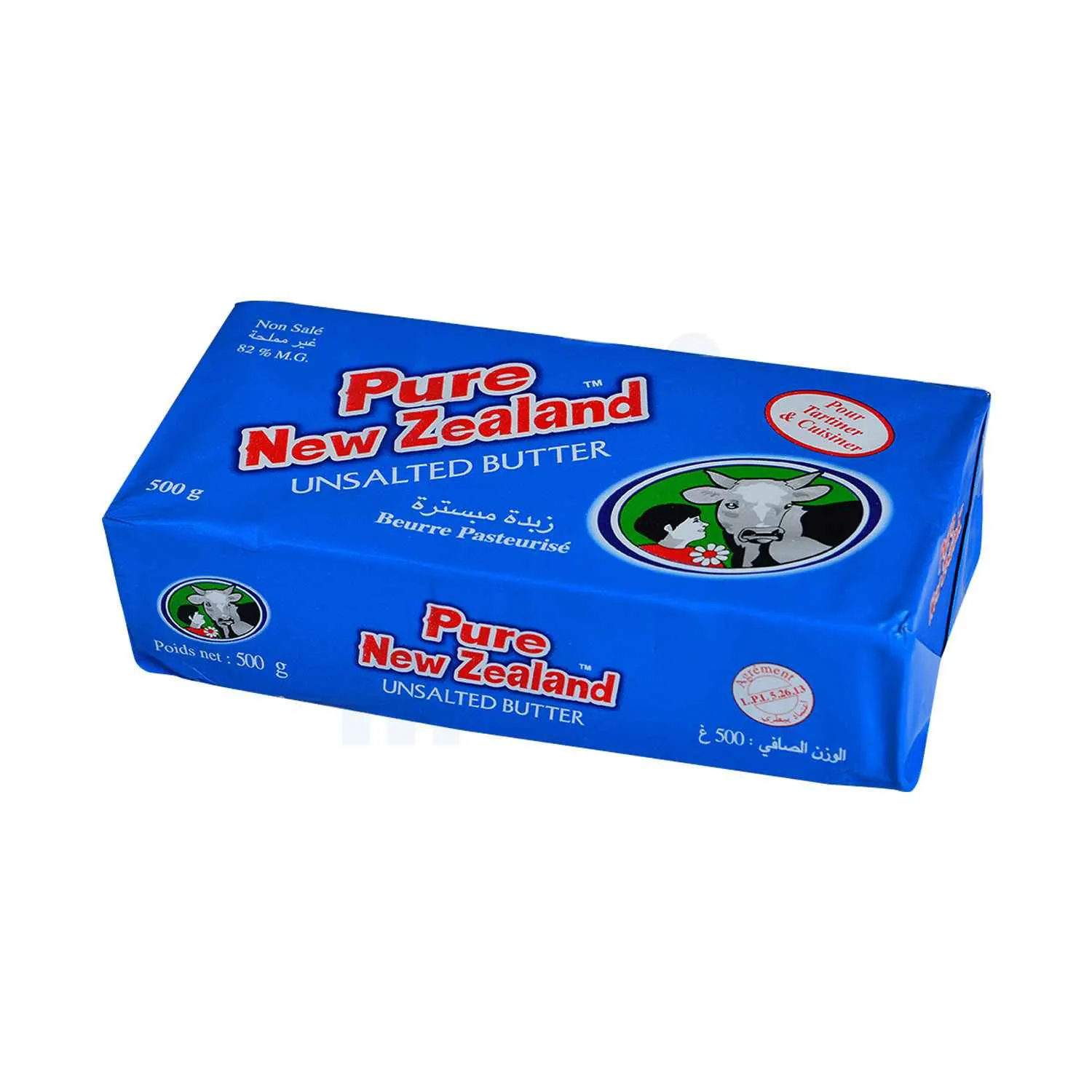 Beurre doux pasteurisé 82% MG 500g - NEW ZEALAND