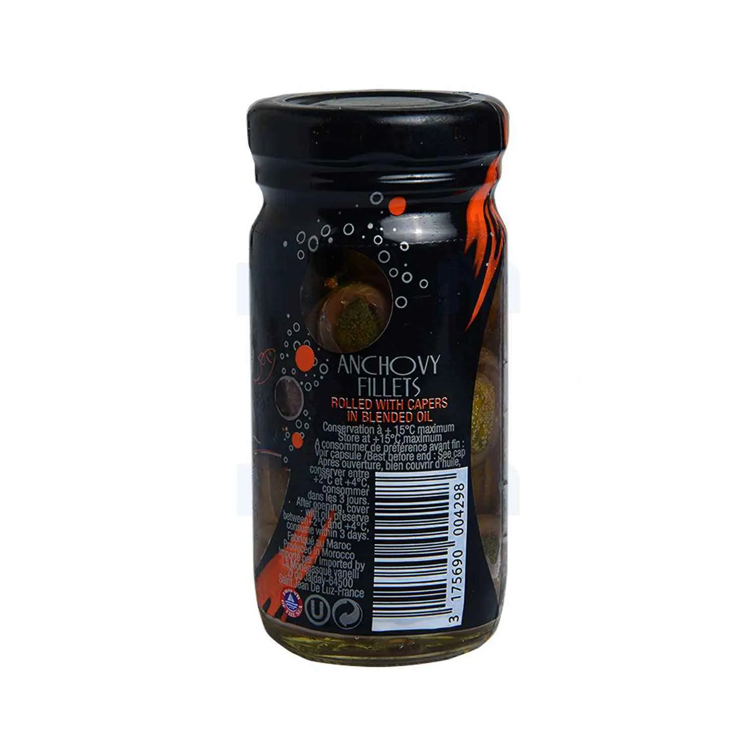 Filets d'anchois roulés aux câpres à l'huille équilibre 100g - LA MONEGASQUE - vue 2
