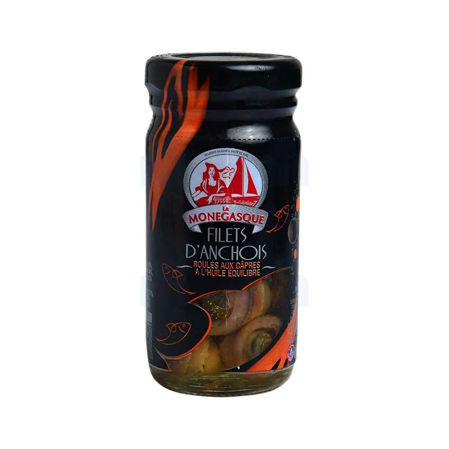 Filets d'anchois roulés aux câpres à l'huille équilibre 100g - LA MONEGASQUE